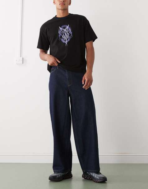 Reclaimed Vintage baggy wide leg denim jean in indigo blue
