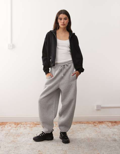 Reclaimed Vintage barrel leg brushback trackies in grey marl - view 1