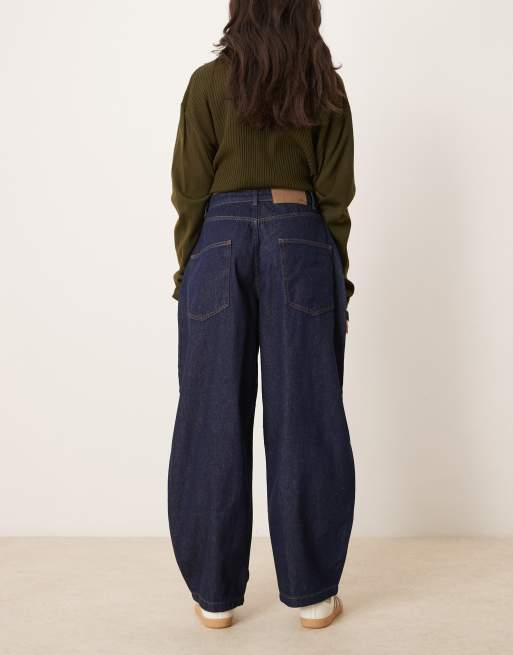 Reclaimed Vintage barrel leg jeans in indigo rinse wash, 2 of 5