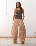 [Reclaimed Vintage] Reclaimed Vintage barrel leg jeans in leopard print-Multi 14 Leopard Print