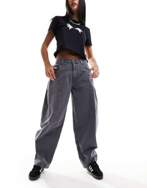 Reclaimed Vintage barrel leg pants in charcoal