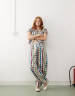 Reclaimed Vintage puff sleeve twill top with tie front in multi gingham - part of a set