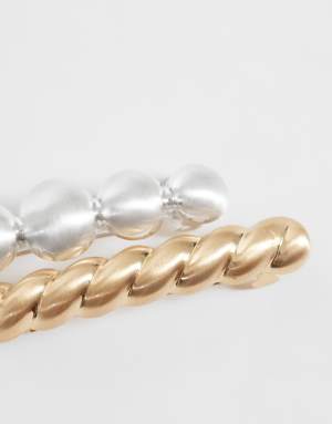 Reclaimed Vintage barrette clip 2 pack in mixed metals