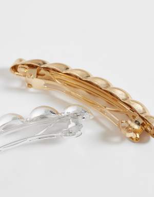Reclaimed Vintage barrette clip 2 pack in mixed metals