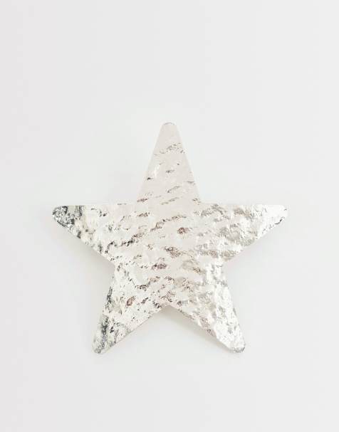 Reclaimed Vintage barrette clip star clip in silver - view 1