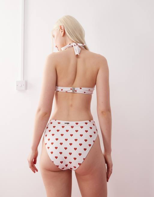 Reclaimed Vintage - Bas de bikini à imprimé cœurs rétro avec taille haute et coutures apparentes, 4 de 4