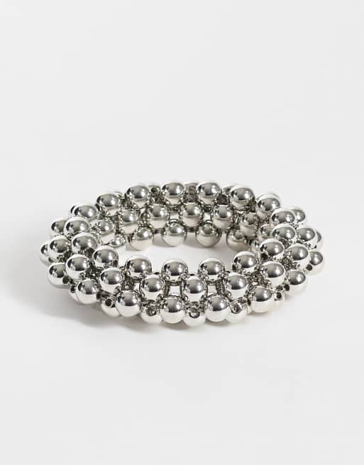 Reclaimed Vintage beaded bangle in silver, 1 of 3