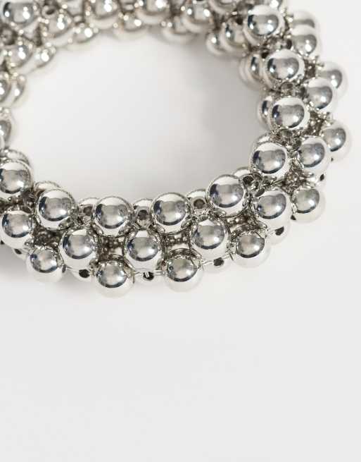 Reclaimed Vintage beaded bangle in silver, 3 of 3