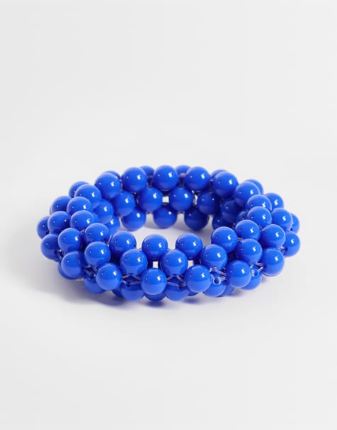 Reclaimed Vintage beaded bracelet in blue - view 1