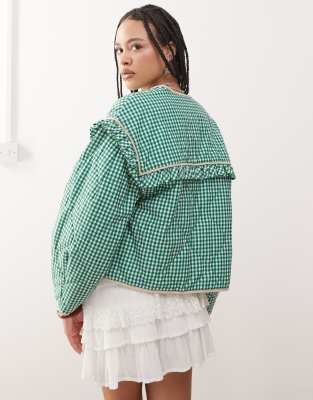 Reclaimed Vintage Bed Jacket With Ties In Green