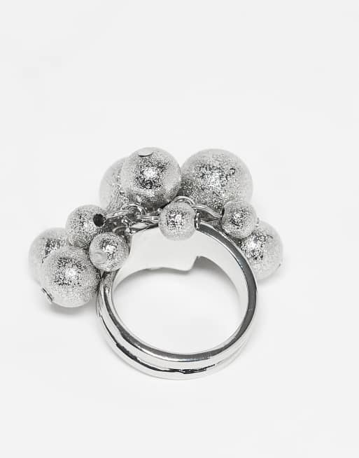 Reclaimed Vintage - Bedelring met siersteentjes in zilver, 2 van 3