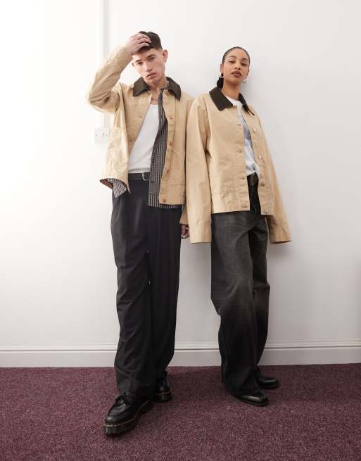 Reclaimed Vintage – Beige overshirt i harrington-stil och unisex-modell, 2 av 4