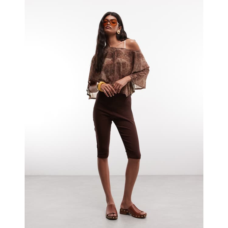 Reclaimed Vintage bengaline capri pants in brown | ASOS