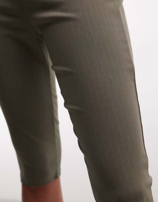 Reclaimed Vintage bengaline capri pants in olive pinstripes, 5 of 5