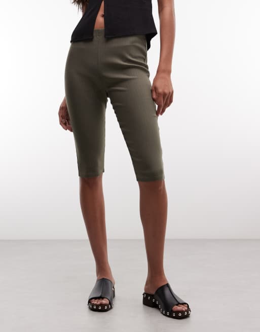 Reclaimed Vintage bengaline capri trouser in olive pinstripe, 2 of 5