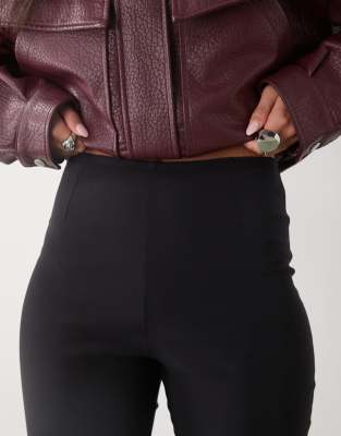 Reclaimed Vintage Bengaline Tailored Capri Pants With Split Hem And Picot Trim In Black