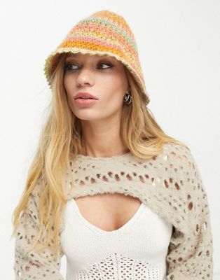 Reclaimed Vintage knitted bonnet hat in multi - ASOS Price Checker