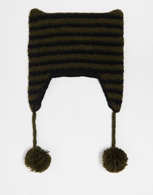 Reclaimed Vintage unisex knitted cat hat in stripe  - ASOS Price Checker