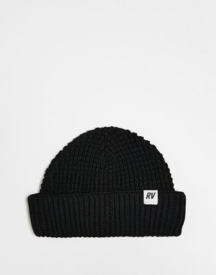 Reclaimed Vintage unisex waffle beanie in black co-ord  - ASOS Price Checker