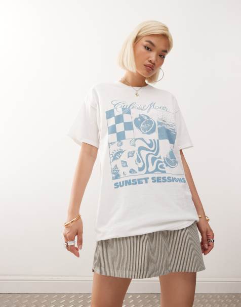 Reclaimed Vintage – Biały T-shirt z licencjonowanym nadrukiem Cafe Del Mar - view 1