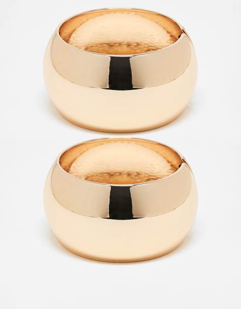 Reclaimed Vintage big oversized bangle 2 pack in gold - view 1