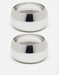 [Reclaimed Vintage] Reclaimed Vintage big oversized bangle 2 pack in silver One Size Silver