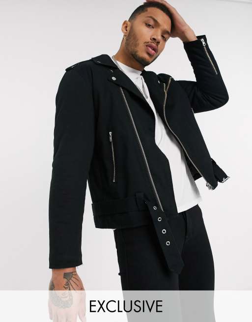 Cotton biker jacket mens discount