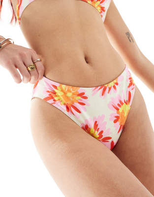 Reclaimed Vintage bikini bottom in pink and orange floral print