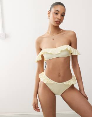 Reclaimed Vintage Bikini Bottom With Frill In Multi