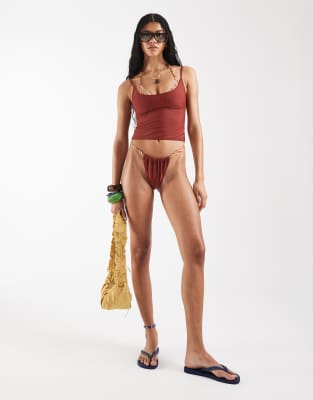 Reclaimed Vintage Bikini Bottoms With Ruched Sides In Multi