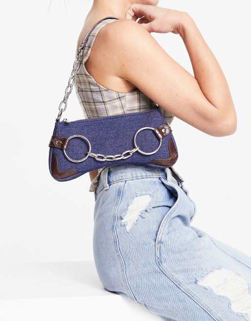 Reclaimed Vintage – Blå axelväska i millenniestil av denim