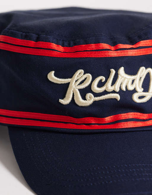 Reclaimed Vintage - Blå baker boy-kasket med kantdetaljer og broderier, 3 af 3