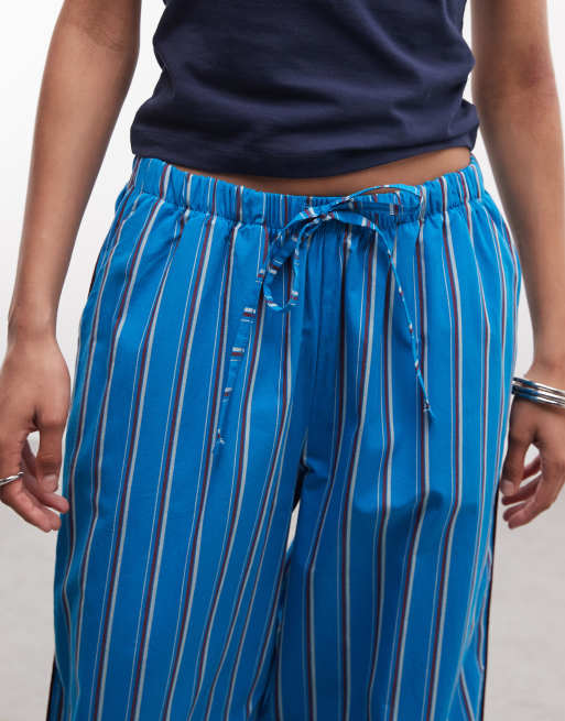 Reclaimed Vintage - Blå bukser med striber i pyjamasstil - Del af sæt, 3 af 5