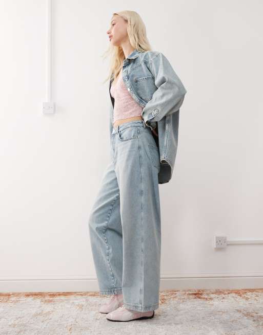 Reclaimed Vintage – Blå, ljustvättade och baggy jeans med vida ben, 3 av 5