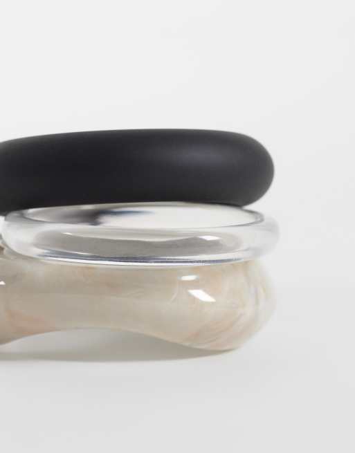 Reclaimed Vintage black, bone and clear bangle 3 pack, 3 of 3