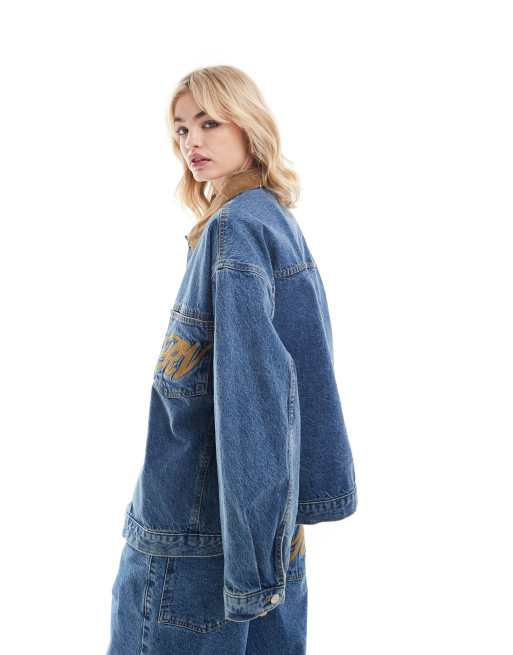 Reclaimed Vintage – Blåtvättad jeansjacka i unisex-modell, del av set, 3 av 4