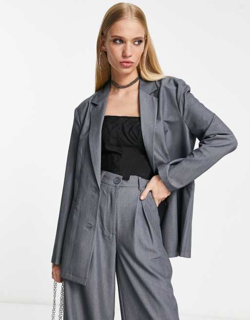 Reclaimed Vintage - Blazer coupe masculine - Gris