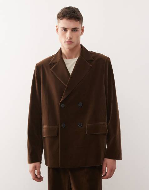 Reclaimed Vintage - Blazer habillé d'ensemble oversize en velours - Marron chocolat - view 1