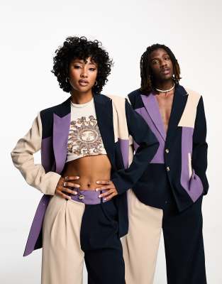 Reclaimed Vintage unisex oversized colour block blazer - ASOS Price Checker