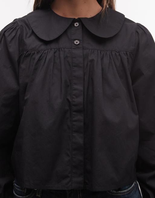 Reclaimed Vintage blouse à col claudine noire, 4 de 4