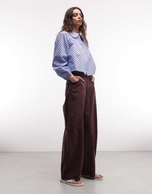 Reclaimed Vintage - Blouse met Peter Pan-kraag en stippen in blauw, 2 van 4