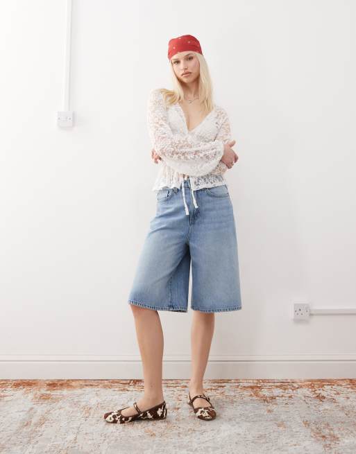 Reclaimed Vintage - Blouse style cowgirl en dentelle - Blanc