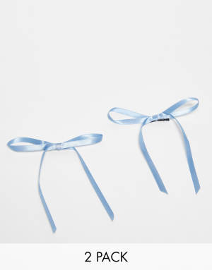 Reclaimed Vintage blue bow clip 2 pack