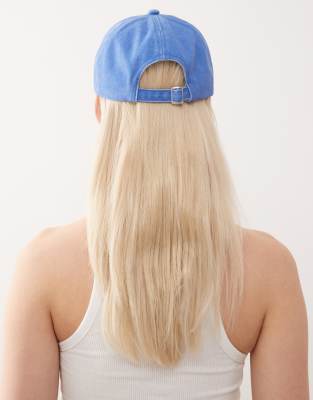 RECLAIMED VINTAGE BLUE CAP WITH PINK DOODLE SHELL 