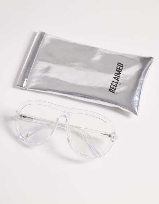 Reclaimed Vintage - Blue light-briller med aviator-design og gennemsigtigt stel, 3 af 3