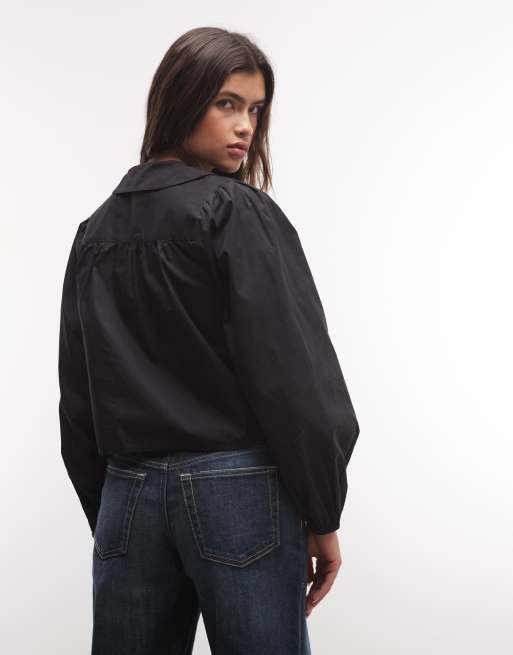 Reclaimed Vintage blusa con cuello babero en negro, 3 de 4