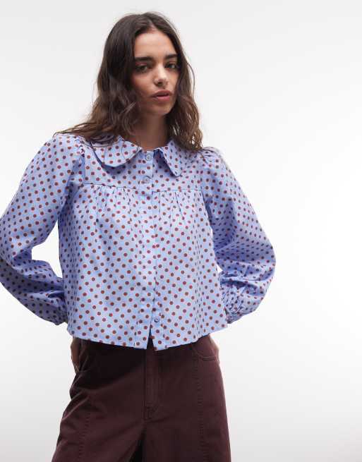Reclaimed Vintage – Bluse mit Bubikragen und Polka Dots