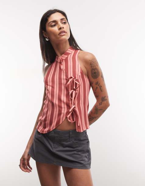 Reclaimed Vintage Bluse mit Stehkragen und Streifen - view 1