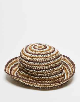 Bob unisexe au crochet - Marron et crme - Reclaimed Vintage - Modalova