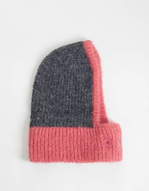 Reclaimed Vintage bonnet à capuche avec fermeture boutonnée en gris et rose - view 1